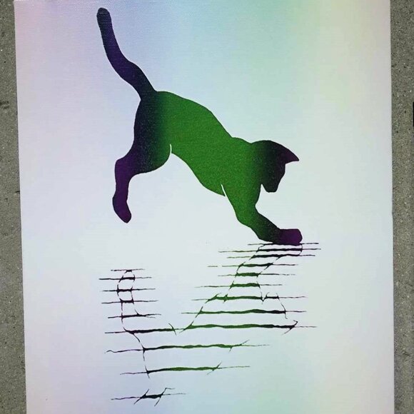 Rainbow Cats triptych three (3) panels, Giclee, Canvas Wall Art Movie Prop Art - Picture 5 of 9